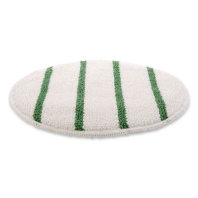 Low Profile Scrub-Strip Carpet Bonnet, 19" Diameter, White/Green, 5/Carton