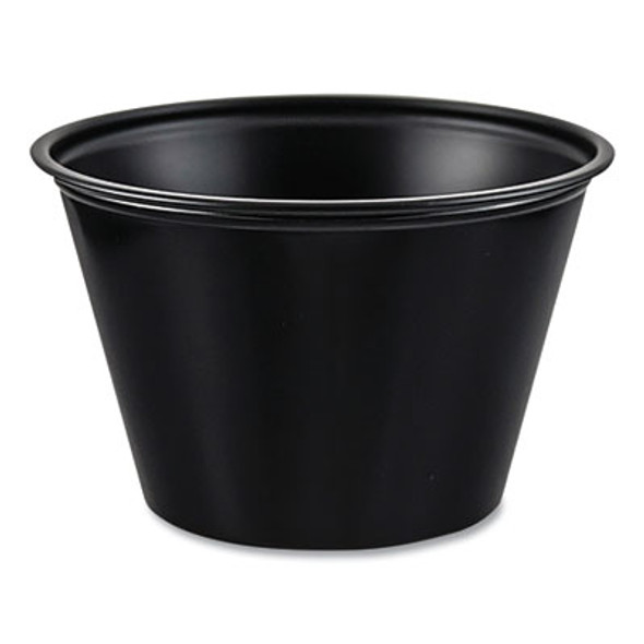 Polystyrene Portion Cups, 4 Oz, Plastic, Black, 250/Bag, 10 Bags/Carton
