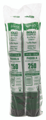 Polystyrene Portion Cups, 4 Oz, Plastic, Black, 250/Bag, 10 Bags/Carton