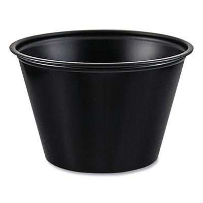 Polystyrene Portion Cups, 4 Oz, Plastic, Black, 250/Bag, 10 Bags/Carton
