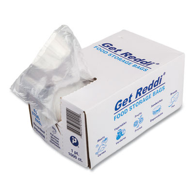 Food Bags, 16 Oz, 0.68 Mil, 4" x 2" x 8", Clear, 1,000/Carton