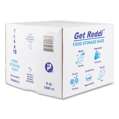 Food Bags, 2 Gallon, 8" x 4" x 18", Clear, 1,000/Carton