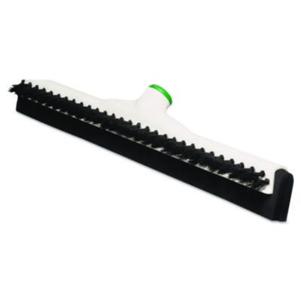 Sanitary Brush With Squeegee, Black Polypropylene Bristles, 18" Brush, Moss Plastic Handle