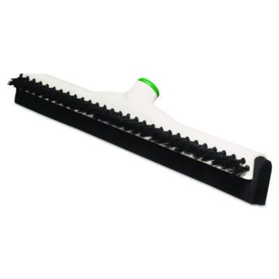 Sanitary Brush With Squeegee, Black Polypropylene Bristles, 18" Brush, Moss Plastic Handle