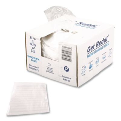 Food Bags, 0.36 Mil, 6.75" x 6.75", Clear, 2,000/Carton