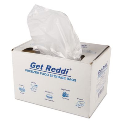 Get Reddi Freezer Food Storage Bags For Full-Size Bun Pans, Includes Twist-Ties, 27" x 37", Natural, 200/Carton