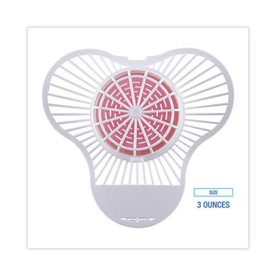 Urinal Screen With Para Deodorizer Block, Cherry Scent, Red/White, 3 Oz, 12/Box