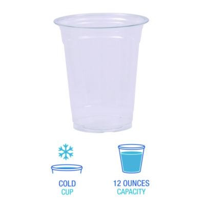 Clear Plastic Pet Cups, 12 Oz, 50/Sleeve, 20 Sleeves/Carton