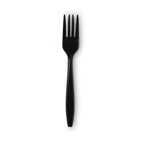 Individually Wrapped Heavyweight Forks, 6.88", Plastic, Black, 1,000/Carton