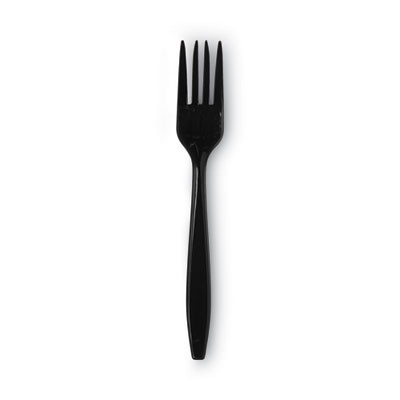 Individually Wrapped Heavyweight Forks, 6.88", Plastic, Black, 1,000/Carton