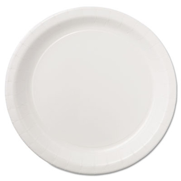 Coated Paper Dinnerware, Plate, 9" Dia, White, 50/Pack, 10 Packs/Carton