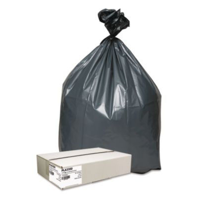 Can Liners, 33 Gal, 1.35 Mil, 33" x 40", Gray, 10 Bags/Roll, 5 Rolls/Carton