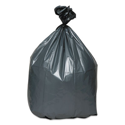 Can Liners, 33 Gal, 1.35 Mil, 33" x 40", Gray, 10 Bags/Roll, 10 Rolls/Carton