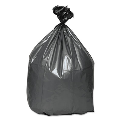Can Liners, 60 Gal, 1.55 Mil, 39" x 56", Gray, 5 Bags/Roll, 5 Rolls/Carton