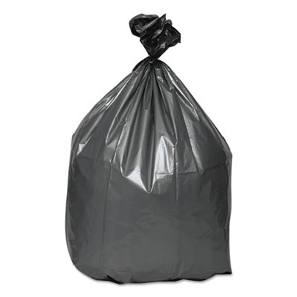 Can Liners, 60 Gal, 1.55 Mil, 39" x 56", Gray, 10 Bags/Roll, 5 Rolls/Carton