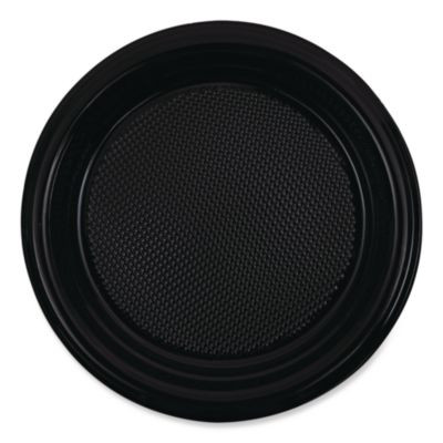 Hi-Impact Plastic Dinnerware, Plate, 6" Dia, Black, 1,000/Carton