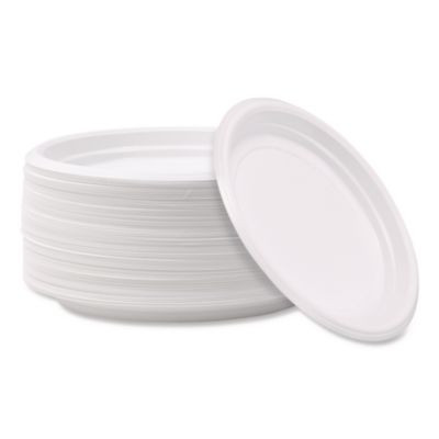 Hi-Impact Plastic Dinnerware, Plate, 6" Dia, White, 1,000/Carton