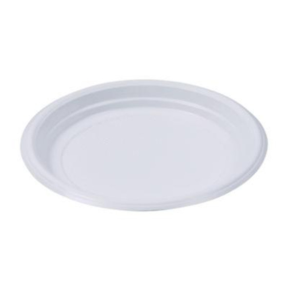 Hi-Impact Plastic Dinnerware, Plate, 9" Dia, White, 500/Carton