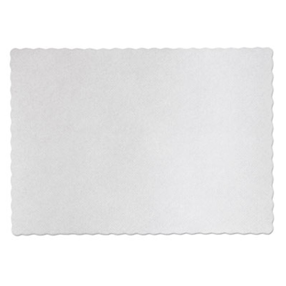 Placemats, Knurl Embossed Surface, Scalloped Edges, 13.5" x 9.5", White, 1,000/Carton