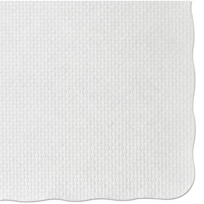 Placemats, Knurl Embossed Surface, Scalloped Edges, 13.5" x 9.5", White, 1,000/Carton