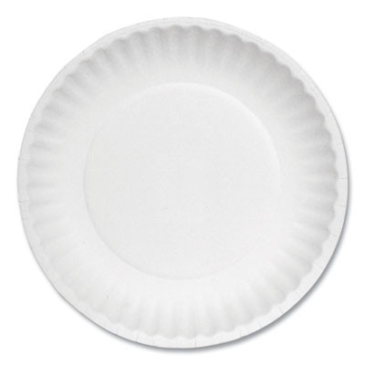 White Paper Plates, 6" Dia, 100/Pack, 10 Packs/Carton