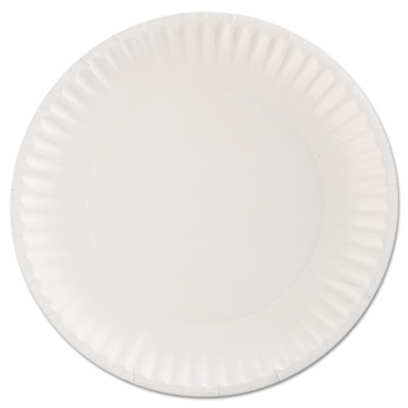 Paper Plates, 9" Dia, White, 100/Pack, 12 Packs/Carton