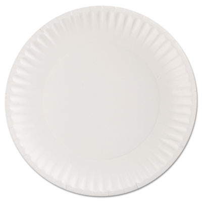 Paper Plates, 9" Dia, White, 100/Pack, 12 Packs/Carton
