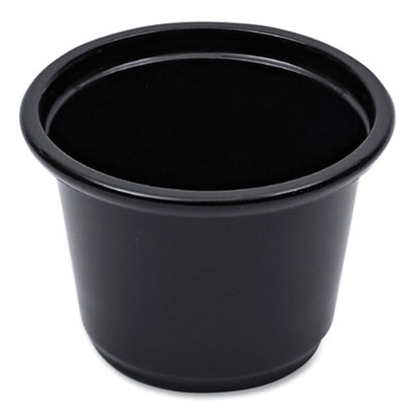 Souffle/Portion Cups, 1 Oz, Plastic, Black, 125/Sleeve, 20 Sleeves/Carton