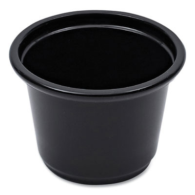 Souffle/Portion Cups, 1 Oz, Plastic, Black, 125/Sleeve, 20 Sleeves/Carton