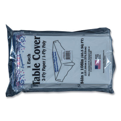 Table Set Poly Tissue Table Cover, 54" X 108", White, 6/Pack