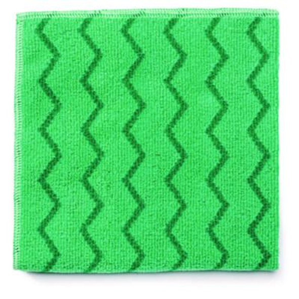 Reusable Cleaning Cloths, Microfiber, 16 X 16, Green, 12/Carton