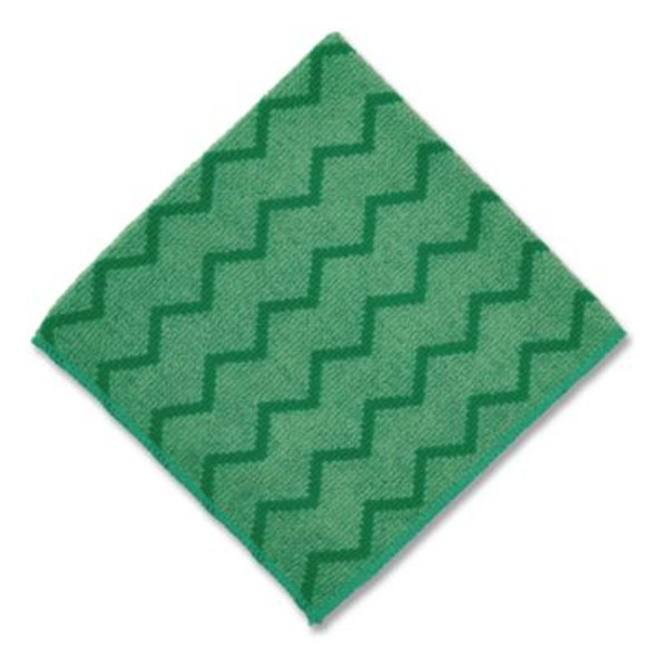 Reusable Cleaning Cloths, Microfiber, 16 X 16, Green, 12/Carton