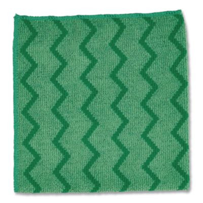 Reusable Cleaning Cloths, Microfiber, 16 X 16, Green, 12/Carton