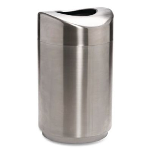 Designer Line Eclipse Waste Receptacle, 30 Gal, Steel, Stainless Steel