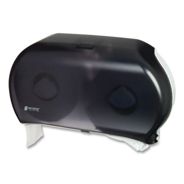 Twin 9" Jumbo Bathtissue Dispenser, Classic, 19 x 5.25 x 12, Transparent Black Pearl
