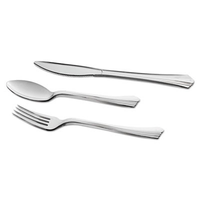 Reflections Heavyweight Plastic Utensils, Fork, Silver, 40/Pack