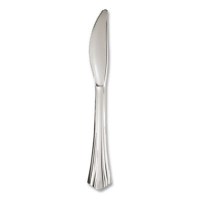 Reflections Heavyweight Plastic Utensils, Knife, Silver, 40/Pack