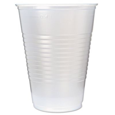 Rk Ribbed Cold Drink Cups, 16 Oz, Plastic, Translucent, 50/Sleeve, 20 Sleeves/Carton