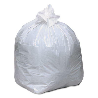 Linear-Low-Density Recycled Tall Kitchen Bags, Open-Face, 13 Gal, 24" x 33", White, 15 Bags/Roll, 10 Rolls/Box