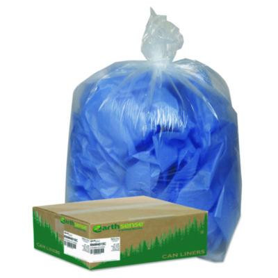 Linear Low Density Clear Recycled Can Liners, 33 Gal, 1.25 Mil, 33" x 39", Clear, 10 Bags/Roll, 10 Rolls/Carton