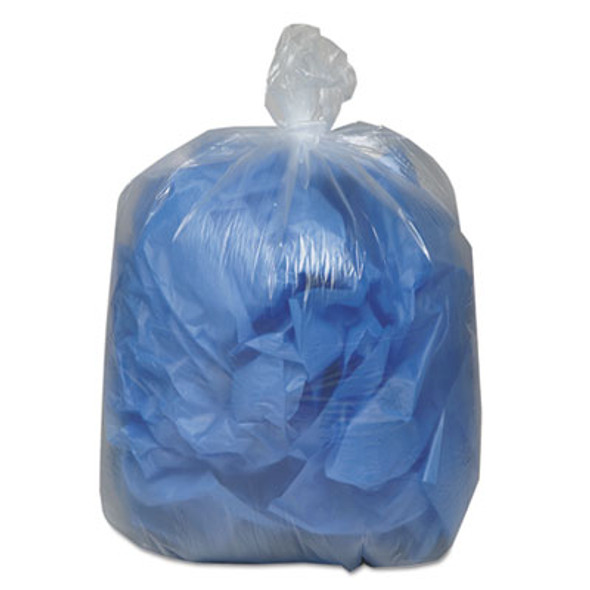 Linear Low Density Clear Recycled Can Liners, 60 Gal, 1.5 Mil, 38" x 58", Clear, 10 Bags/Roll, 10 Rolls/Carton