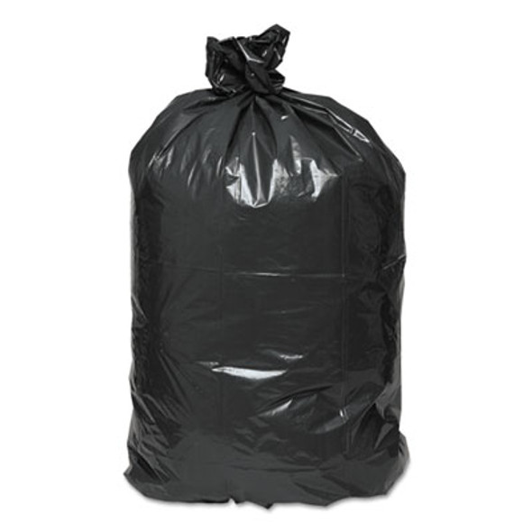 Linear Low Density Recycled Can Liners, 60 Gal, 1.25 Mil, 38" x 58", Black, 10 Bags/Roll, 10 Rolls/Carton
