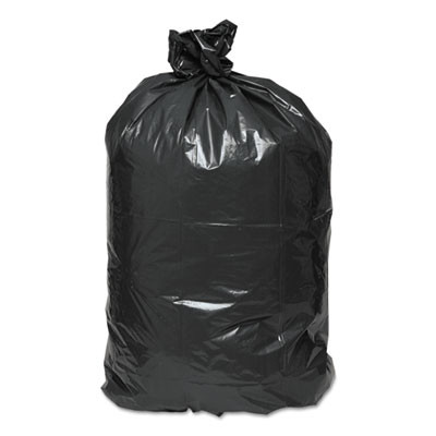 Linear Low Density Recycled Can Liners, 60 Gal, 1.25 Mil, 38" x 58", Black, 10 Bags/Roll, 10 Rolls/Carton