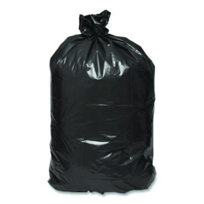 Linear Low Density Recycled Can Liners, 60 Gallon, 1.65 Mil, 38" x 58", Black, 10 Bags/Roll, 10 Rolls/Carton