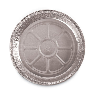 Round Aluminum To-Go Containers, 300 Gauge, 48 Oz, 9" Diameter x 1.66" h, Silver, 500/Carton