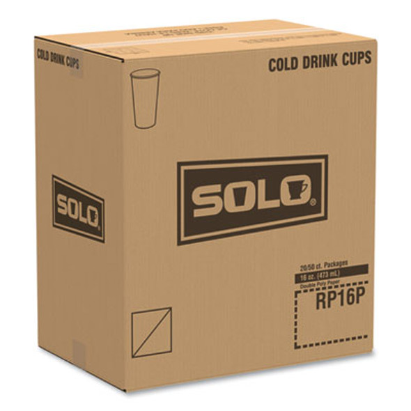 Double Sided Poly (Dsp) Paper Cold Cups, 16 Oz, Beige/White/Red, 50/Sleeve, 20 Sleeves/Carton