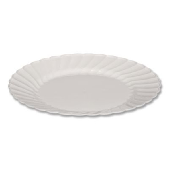 Classicware Plastic Dinnerware, Plates, 9" Dia, White, 12/Bag, 15 Bags/Carton