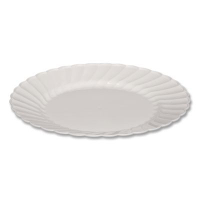 Classicware Plastic Dinnerware, Plates, 9" Dia, White, 12/Bag, 15 Bags/Carton