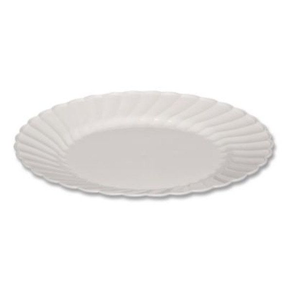 Classicware Plastic Dinnerware Plates, 9" Dia, White, 12/Pack