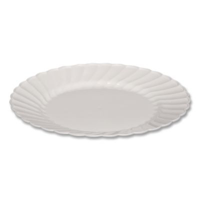 Classicware Plastic Dinnerware Plates, 9" Dia, White, 12/Pack